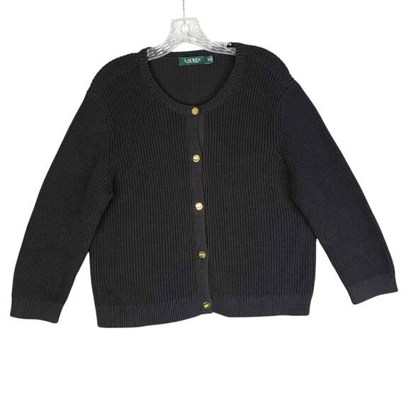 Polo Ralph Lauren LRL Women’s Sweater Cardigan Chunky Knit Size XL Gold Buttons - Picture 2 of 8